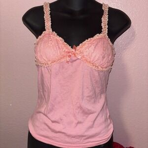 Liz Lisa Lace Ribbon Cami top Pink Gyaru Dollette Whimsical Top Size Small